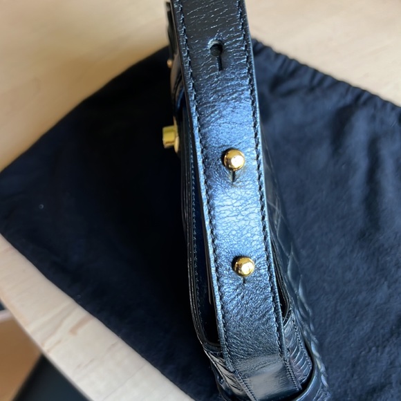 COLE HAAN Saddle Stamped Croc Handbag Purse - Picture 3 of 12